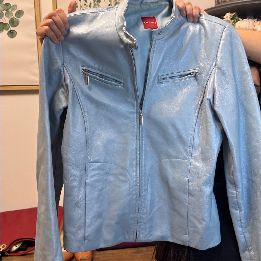 Olsen Blue Leather Jacket